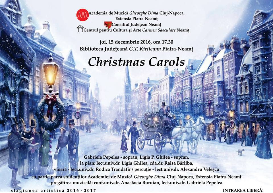 “Christmas Carols” – concert susținut de cadrele didactice și studenții Academiei de Muzică ”Gh Dima” Piatra Neamț
