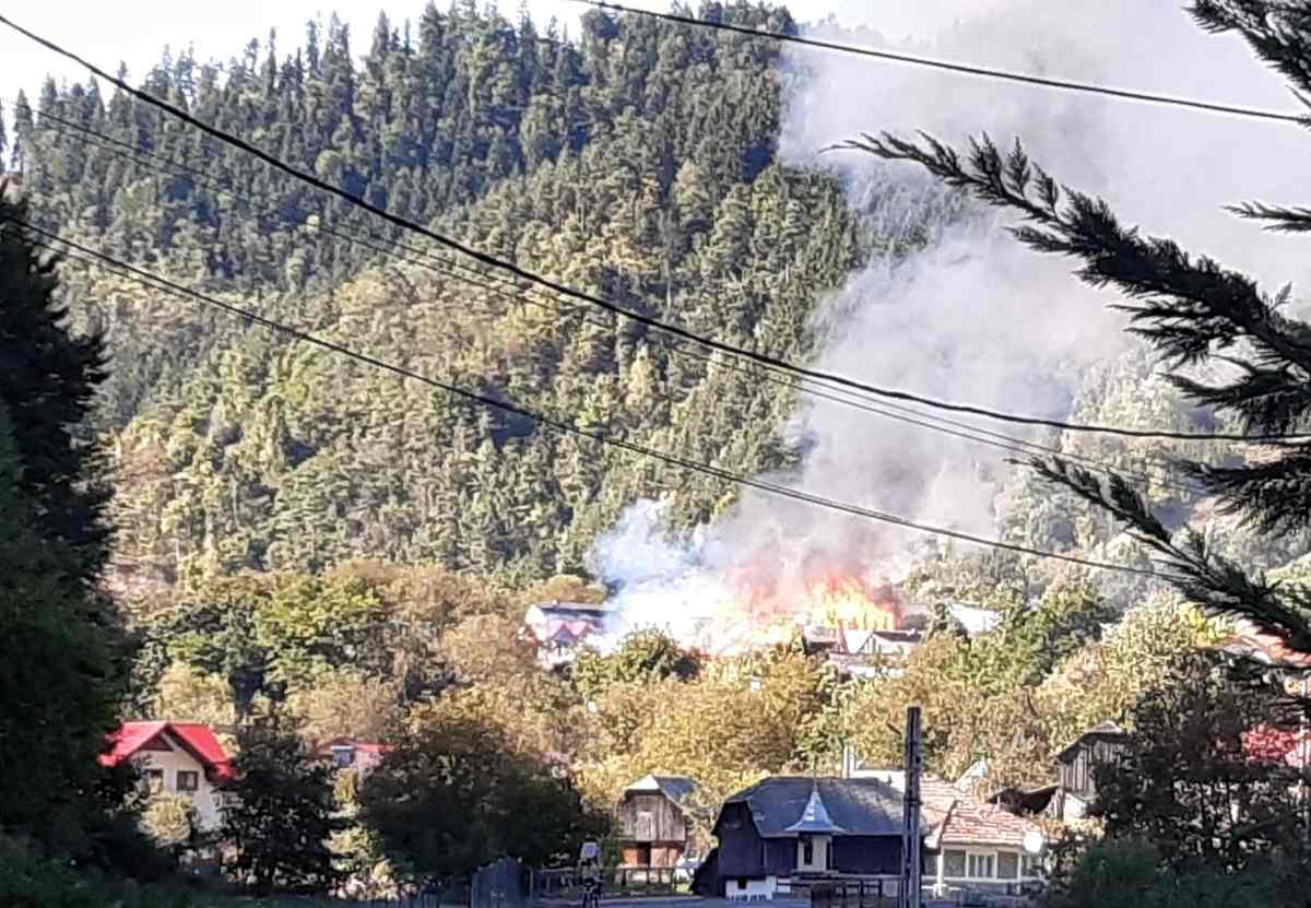 Incendiu de proporții la Gârcina! Cel puțin 5 gospodării sunt afectate de flăcări!