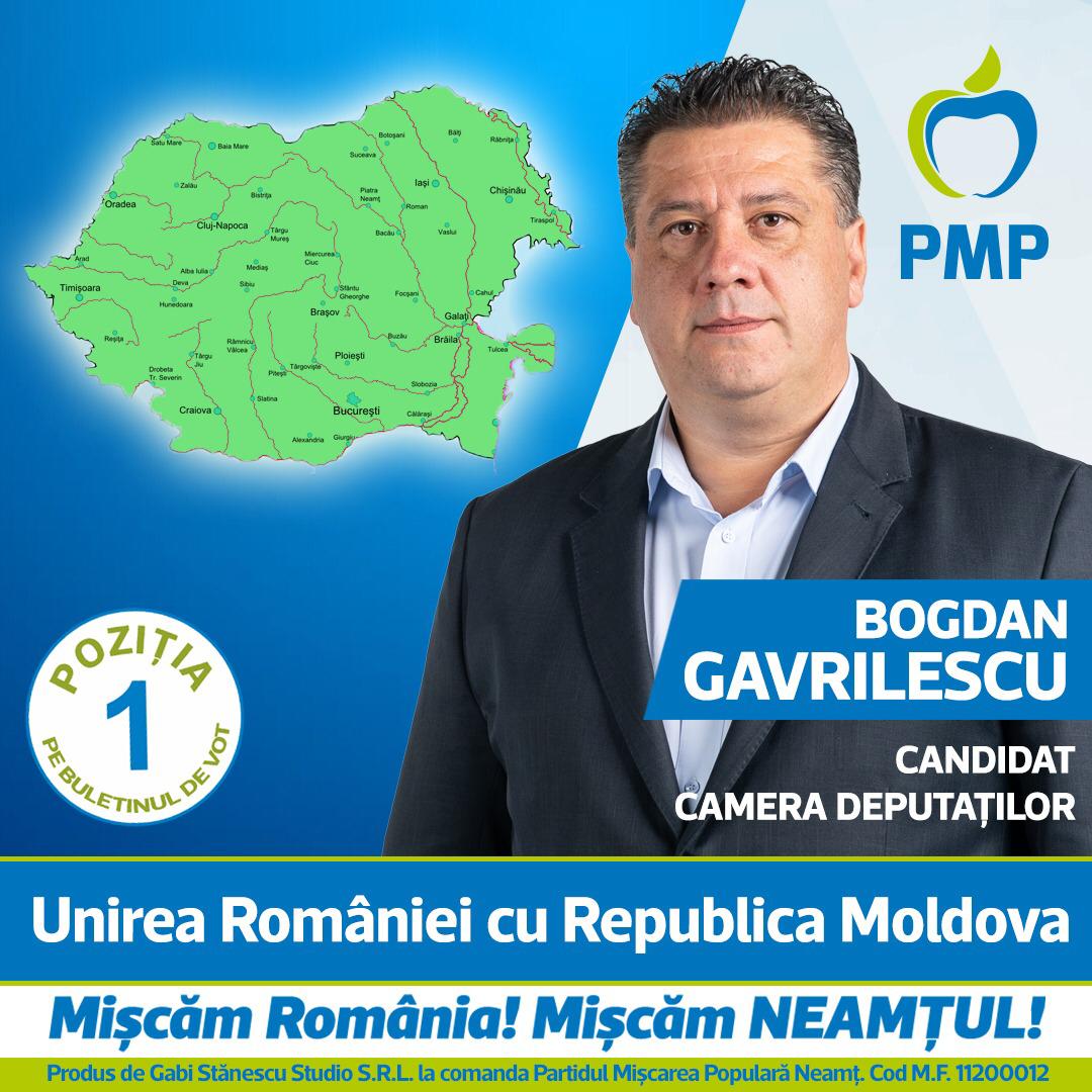 Bogdan Gavrilescu: PMP, singurul partid care și-a asumat un proiect de țară – Unirea României cu Republica Moldova!