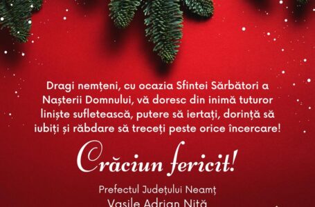 Mesajul prefectului Vasile-Adrian Niţă cu prilejul Crăciunului