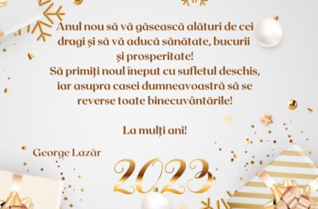 Mesajul preşedintelui PNL Neamţ, secretarul de stat George Lazăr, cu prilejul Anului Nou