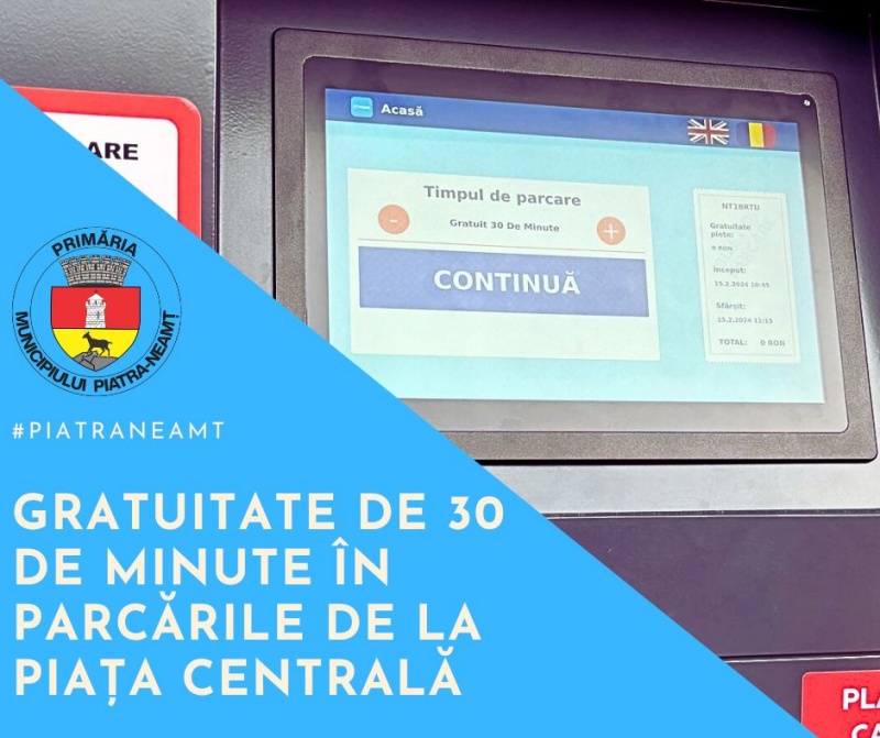 Primarul Andrei Carabelea: „Gratuitate de 30 de minute în parcările de la Piața Centrală!”