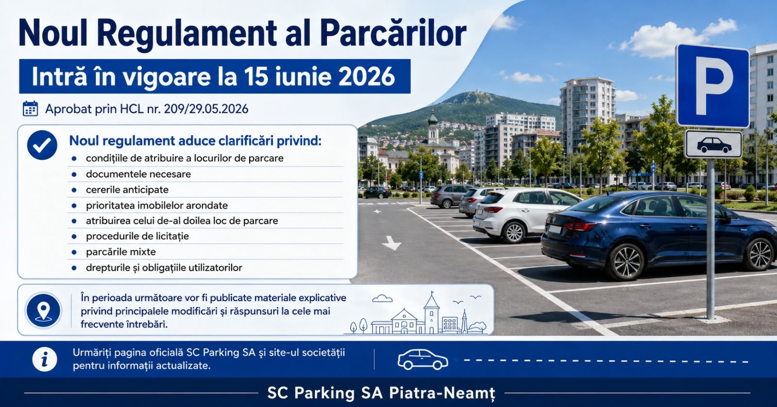 Regulile de parcare se schimbă din 15 iunie în Piatra-Neamţ