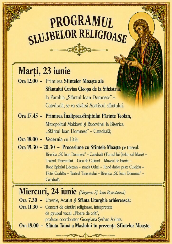 afis program 23-24 iunie 2026 Biserica Sf Ioan Domnesc