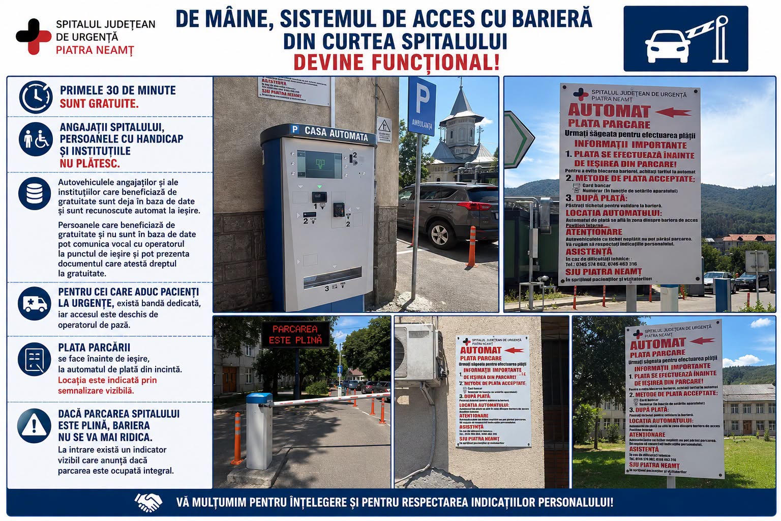 Sistemul de parcare la SJU Piatra-Neamț a devenit funcțional