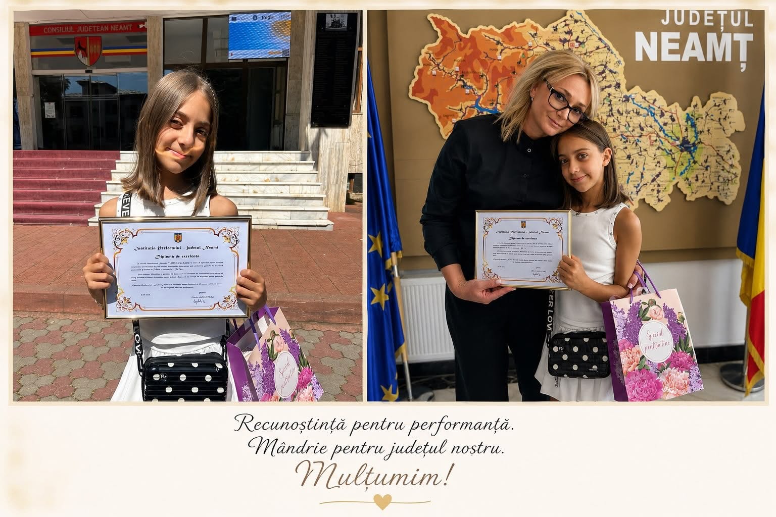 Antonia Voroneanu, finalista de la „Românii au talent”, premiată de prefectul Maria Apostol