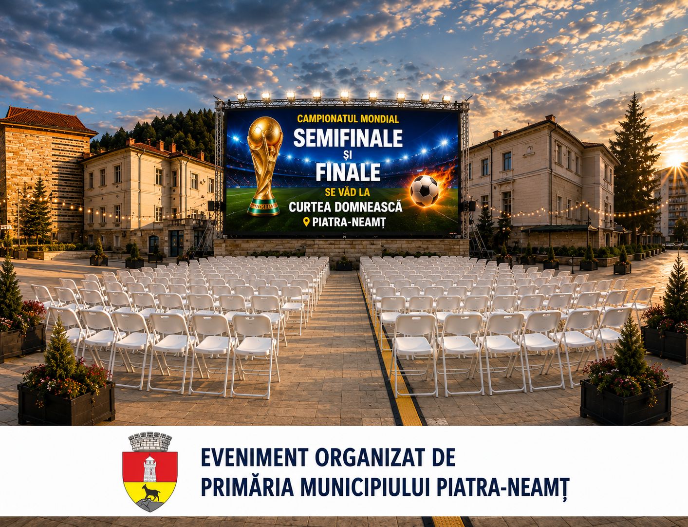 Semifinalele și finalele Campionatului Mondial de Fotbal se văd la Curtea Domnească din Piatra-Neamț